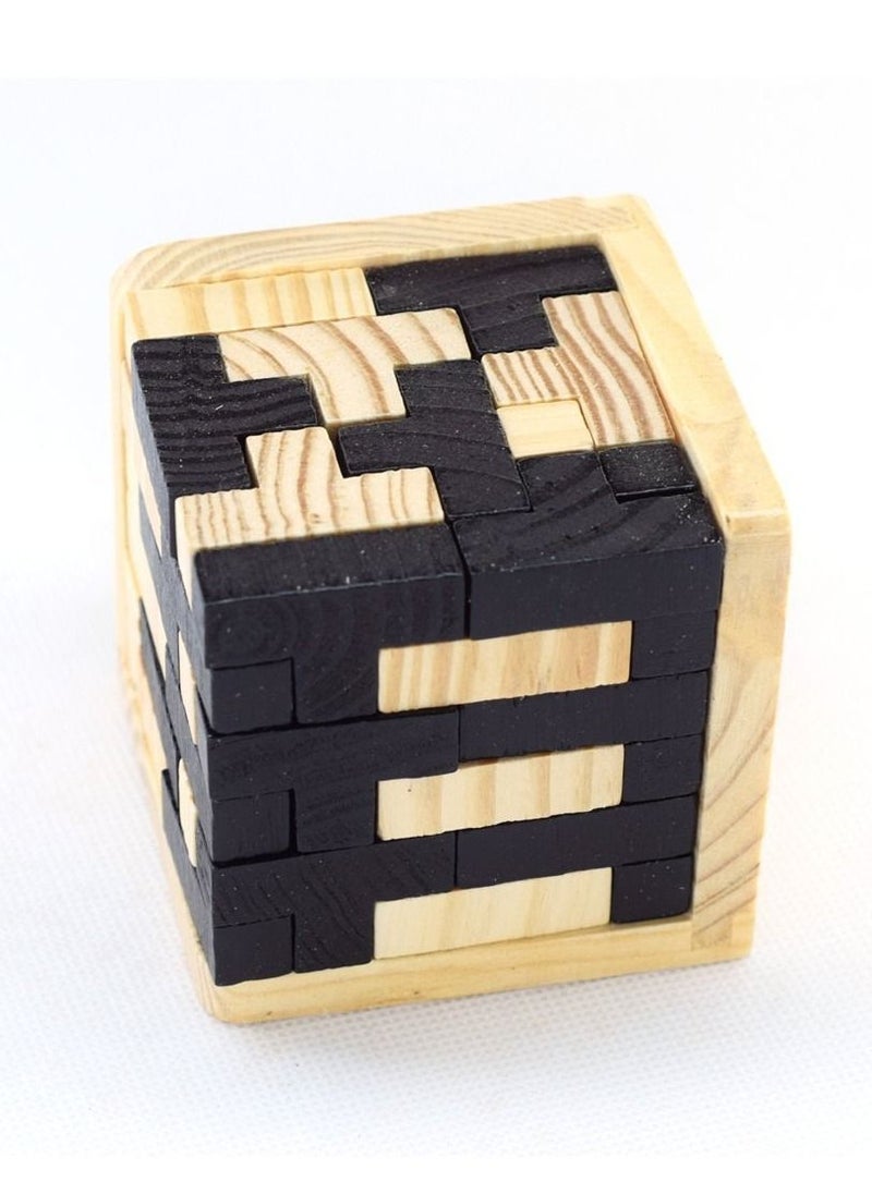 Wooden Puzzle, Wooden Brain Teaser Puzzle 3D T-shaped Blocks Geometric Intellectual Jigsaw Educational Tool for Kids and Adults, Explore Creativity and Problem Solving, Gift Desk Puzzles
