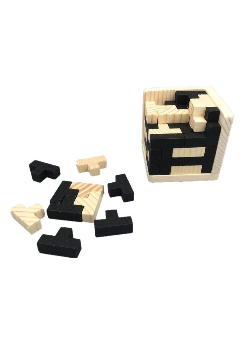 Wooden Puzzle, Wooden Brain Teaser Puzzle 3D T-shaped Blocks Geometric Intellectual Jigsaw Educational Tool for Kids and Adults, Explore Creativity and Problem Solving, Gift Desk Puzzles