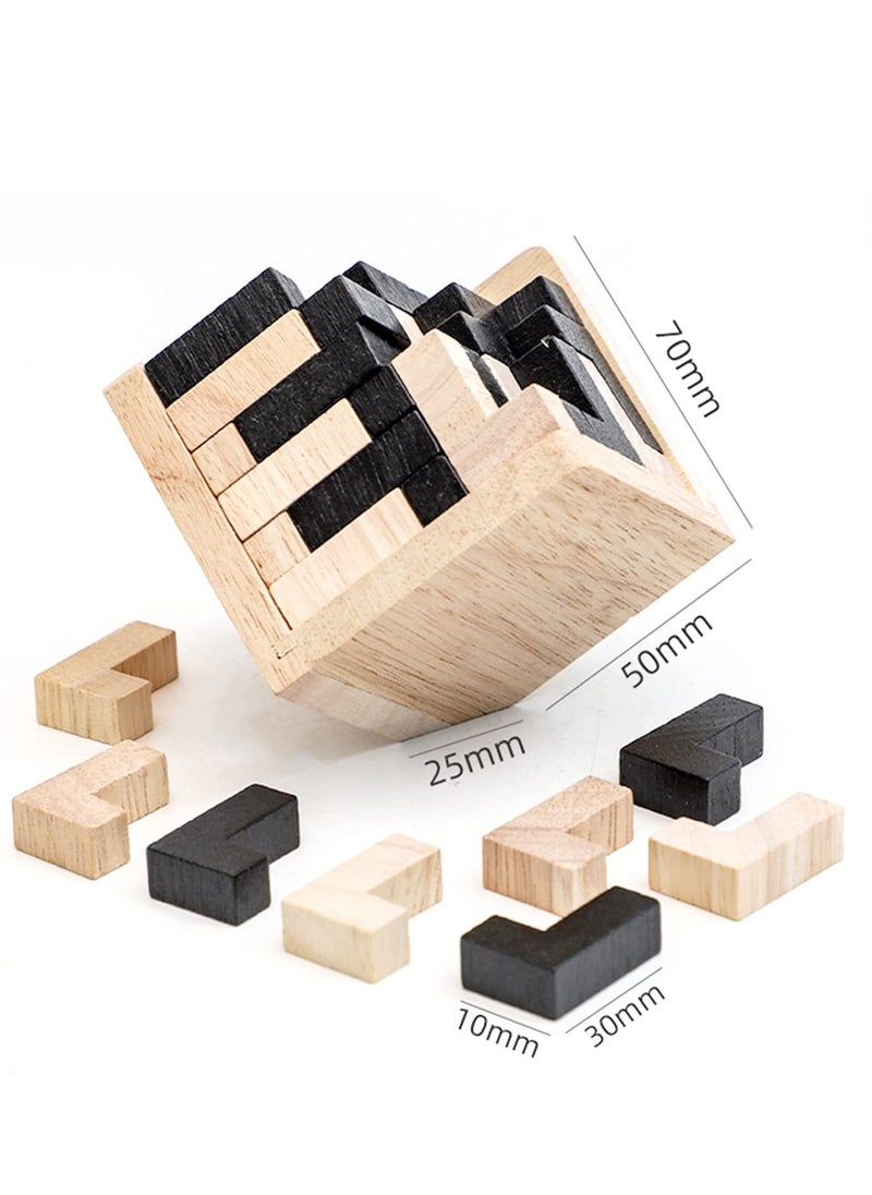 Wooden Puzzle, Wooden Brain Teaser Puzzle 3D T-shaped Blocks Geometric Intellectual Jigsaw Educational Tool for Kids and Adults, Explore Creativity and Problem Solving, Gift Desk Puzzles