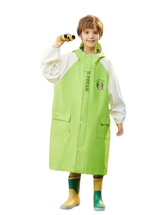 LITTLE SURPRISE BOX Little Surprise Box, Lemon Green Cap Style knee length Raincoat for Kids & Teens-4XL