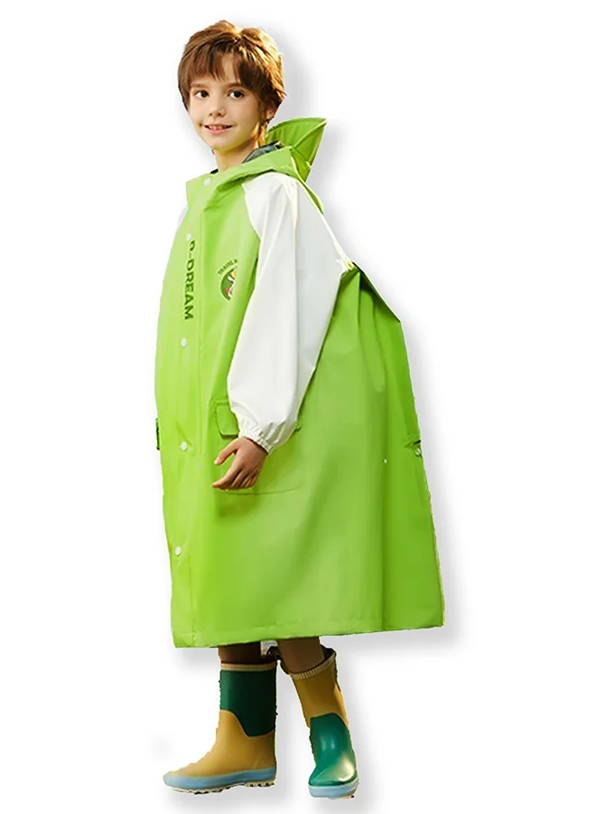 LITTLE SURPRISE BOX Little Surprise Box, Lemon Green Cap Style knee length Raincoat for Kids & Teens-4XL