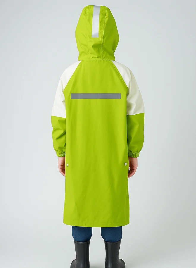 LITTLE SURPRISE BOX Little Surprise Box, Lemon Green Cap Style knee length Raincoat for Kids & Teens-4XL