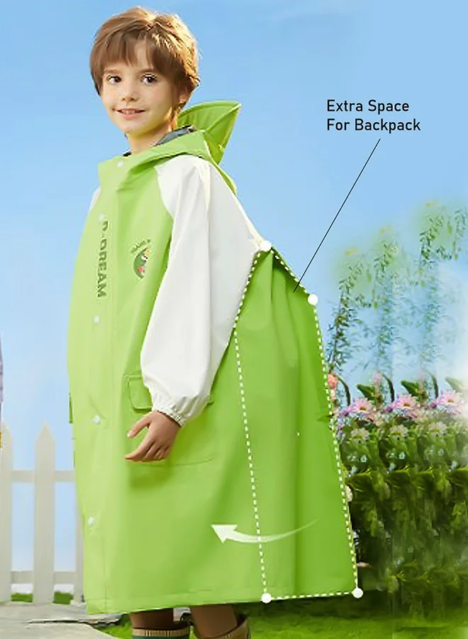 LITTLE SURPRISE BOX Little Surprise Box, Lemon Green Cap Style knee length Raincoat for Kids & Teens-4XL