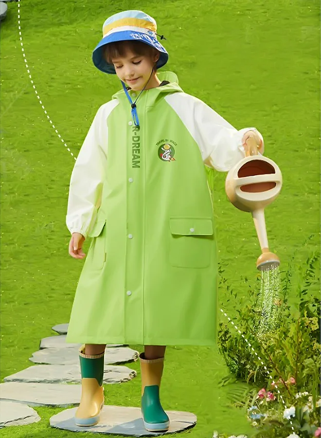 LITTLE SURPRISE BOX Little Surprise Box, Lemon Green Cap Style knee length Raincoat for Kids & Teens-4XL