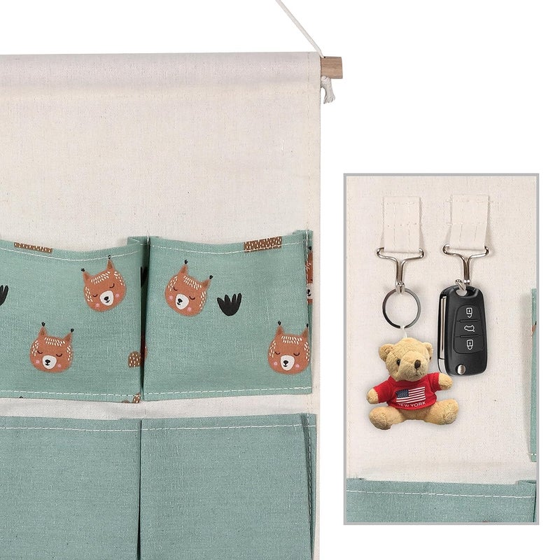 FAGVA 7 Pocket Wall Hanging Storage Bag with 2 Hook Cotton Linen Hanging Pockets Organizer Wall Decoration Door Closet Hanging Bag 35 x 50 cm Multi Design - Image 5