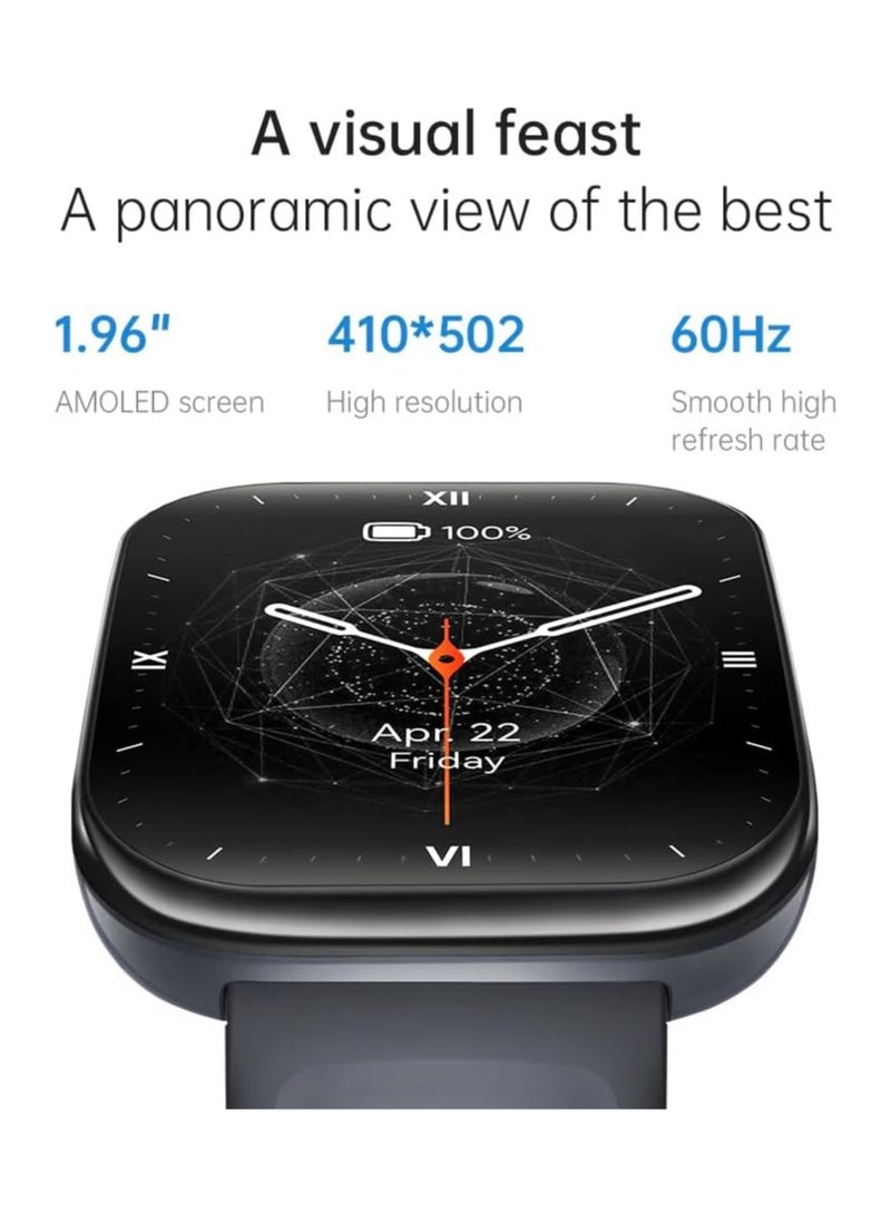 KUMI U6 Smart Watch, 1.96-inch AMOLED Display, 5ATM Waterproof, 100+ Sports Modes, GPS, ChatGPT Support - Image 3