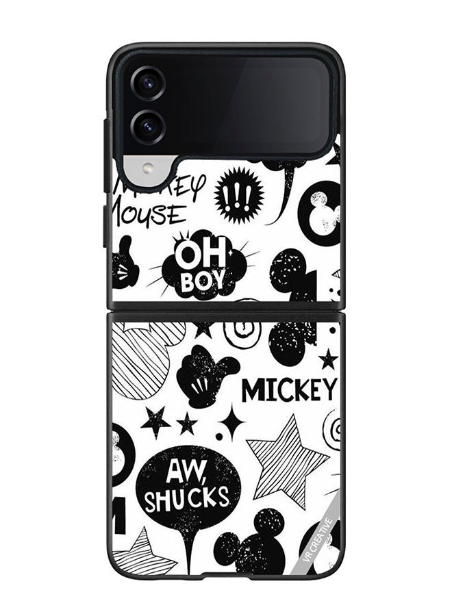 VR CREATIVE Protective Case Cover For Samsung Galaxy Z Flip4 Monocrome Mickey Patt Design Multicolour - Image 1