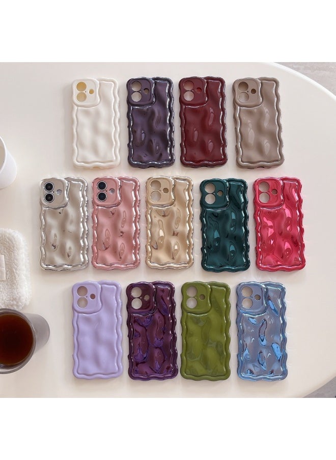 Generic - Ins Niche Water Ripple For IPhone15pro Max Mobile Phone Case Apple 16 14/13 Advanced Sense-Color:Xym Wave Meteorite Electroplated Purple-Applicable Models:16pro (without Packaging) - Image 1