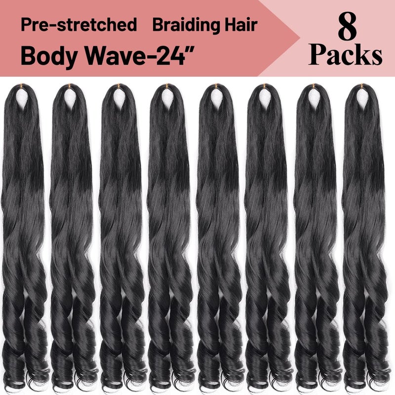 Luoyudu French Curly Braiding Hair 24Inch Loose Wavy 8 Packs #1B Black Bouncy Braiding Hair Extensions 75g/Pack Synthetic French Curl Crochet Hair Extensionsï¼ˆ8packs,24Inch) - Image 4
