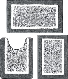PAUWER Pauwer Bathroom Rugs Sets 3 Piece Bathroom Shower Rugs with U-Shaped Contour Toilet Mat Absorbent Microfiber Plush Bath - Image 1