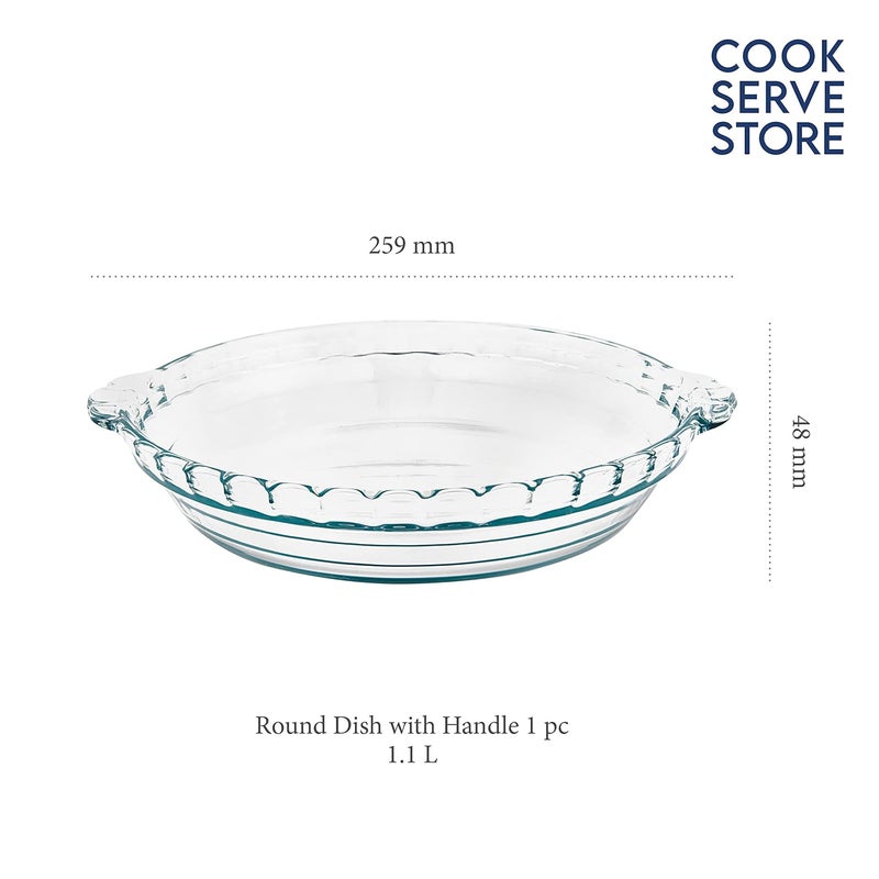 La Opala Cook Serve Store 100 Borosilicate Glass Bakeware Serveware Round Dish with Handle 11 L For Baking Serving Microwave Oven Proof Dishwasher Freezer Proof Transparent - Image 2