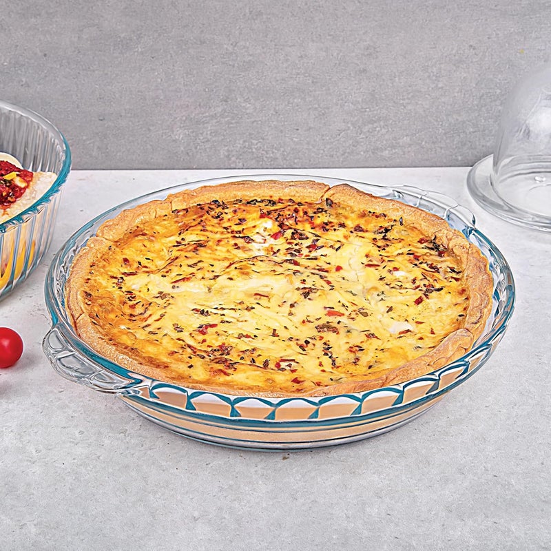 La Opala Cook Serve Store 100 Borosilicate Glass Bakeware Serveware Round Dish with Handle 11 L For Baking Serving Microwave Oven Proof Dishwasher Freezer Proof Transparent - Image 1
