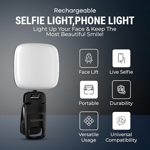 NEWDRU LED Video Light for Laptop & Camera | Rechargeable Adjustable Clip Light for Zoom Meetings, Live Streaming, Video Calls & Vlogging | 2 Color Modes, Type-C Charging, Tripod Mountable - Black - Image 3