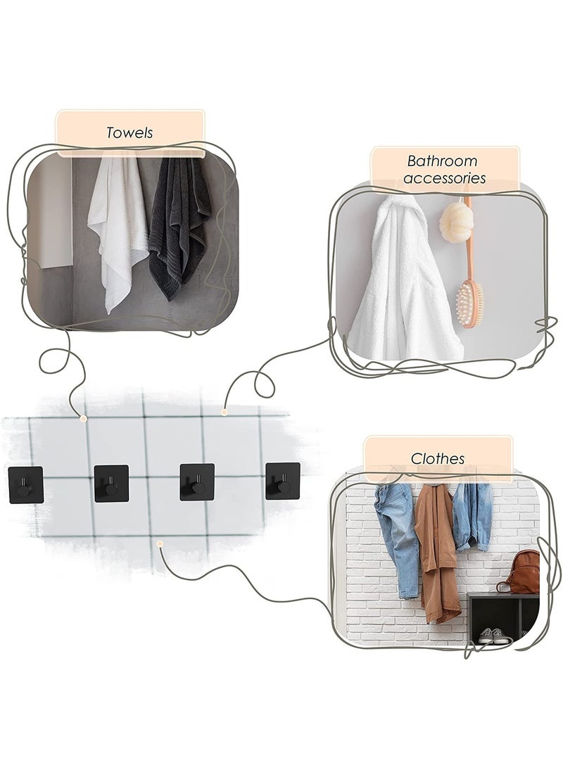 RSG Heavy Duty Adhesive Wall Hooks for Home, Kitchen & Bathroom – Waterproof, Rustproof, No Drill Hooks for Hanging Towels, Clothes, Bags & Utensils – Strong Self Adhesive Hooks Set of 4 (Black) - Image 5