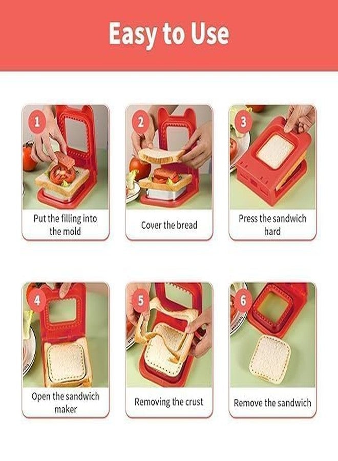 Zyomatiq Sandwich Cutter and Sealer Set Square Decruster Sandwich Maker Bread Toast Breakfast Making Mold and Sealer for Kids for Cookie Cutters Baking Tools and Accessories (Pack of 1) - Image 4
