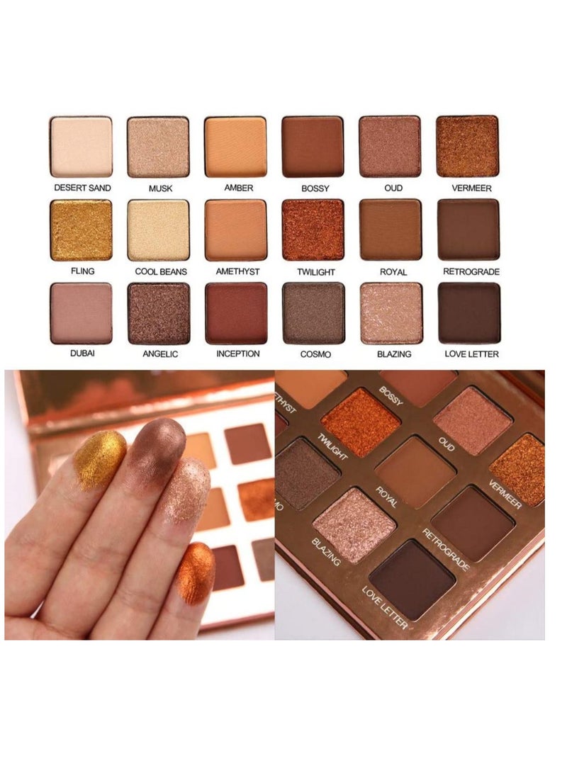 SYOSI Eyeshadow Palette Professional S mokey Eye Shadows Nudes Highly P IGmented 18 Warm Chocolate Colors Matte Shimmer Neutral Eyeshadow Makeup Kits Elegance Nude 18 colors - Image 5