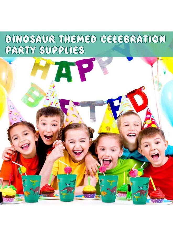 Tessco 24 Pcs Dinosaur Reusable Plastic Cups 16 Oz Dinosaur Plastic Tumbler Cups Dinosaur Birthday Party Supplies Dinosaur Party Favors For Kids Dinosaur Birthday Halloween Party Decoration - Image 5