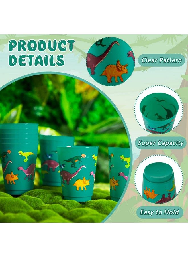 Tessco 24 Pcs Dinosaur Reusable Plastic Cups 16 Oz Dinosaur Plastic Tumbler Cups Dinosaur Birthday Party Supplies Dinosaur Party Favors For Kids Dinosaur Birthday Halloween Party Decoration - Image 4