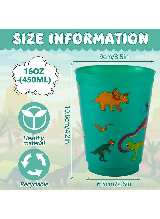 Tessco 24 Pcs Dinosaur Reusable Plastic Cups 16 Oz Dinosaur Plastic Tumbler Cups Dinosaur Birthday Party Supplies Dinosaur Party Favors For Kids Dinosaur Birthday Halloween Party Decoration - Image 3