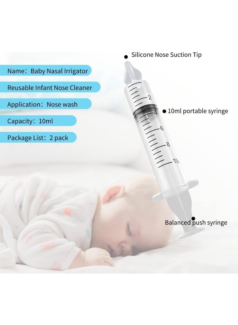 2PCS,10ml Syringe Type Baby Nasal Irrigator Kids Infant Nasal Rinse Device Toddler Nasal Flushing Cleaning Tool - Image 3