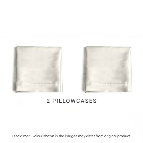SleepyCat Sateen King Pillow Case - Pack of 2 | Made of 100% Cotton | 300 TC Buttey Soft Sateen Weave with Envelope Clousre - Ivory (King Size, 32x20 Inches) - Image 4