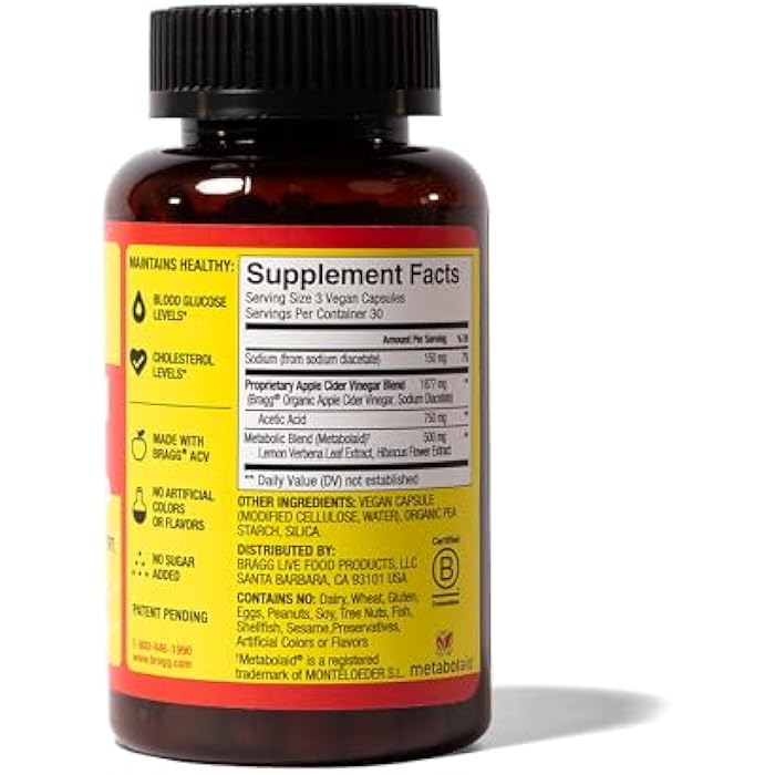 Bragg Metabolism Support Apple Cider Vinegar Capsules with Botanical Blend - 90 Capsules - Increased GLP-1 Support for Weight Management, Appetite Control, and Fullness - Image 4