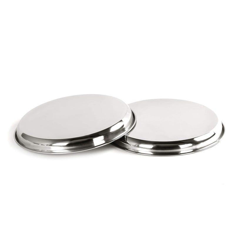 RJ kitchenware Store Stainless Steel Heavy Gauge Deep Wall Snack Plates with Mirror Finish 243cm Dia 2 Pcs - Image 2