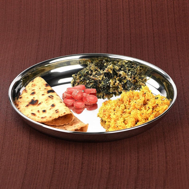 RJ kitchenware Store Stainless Steel Heavy Gauge Deep Wall Snack Plates with Mirror Finish 243cm Dia 2 Pcs - Image 5