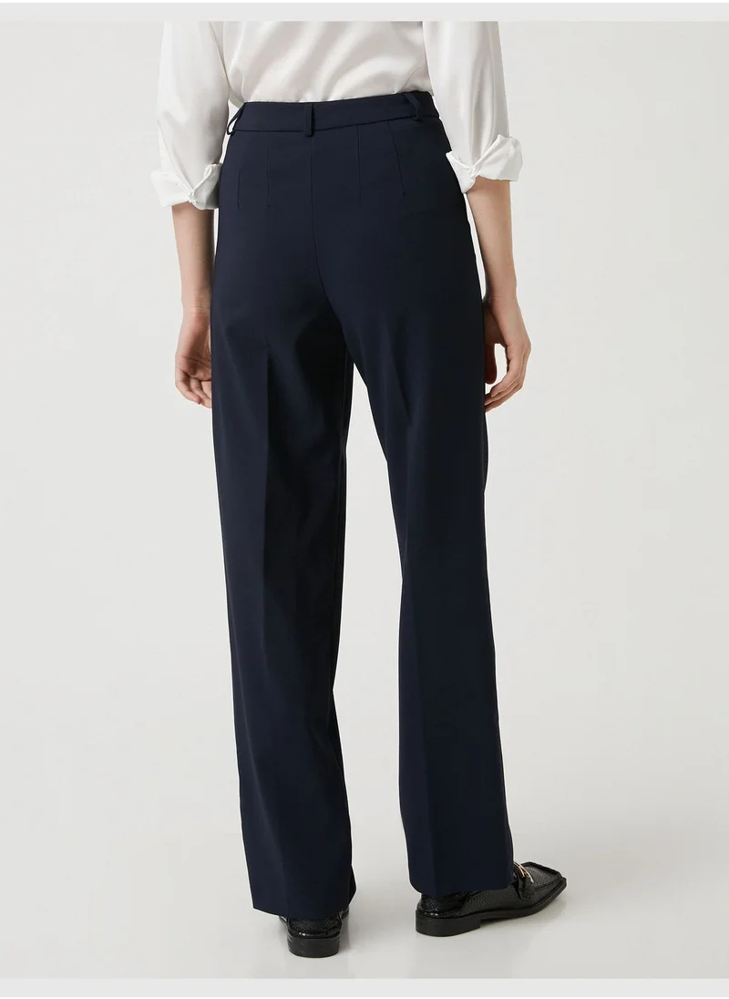كوتن Ribbed High Rise Wide Leg Trousers