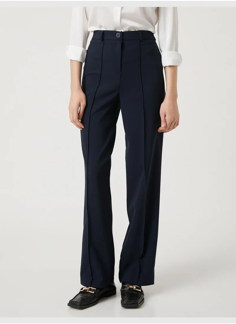 كوتن Ribbed High Rise Wide Leg Trousers