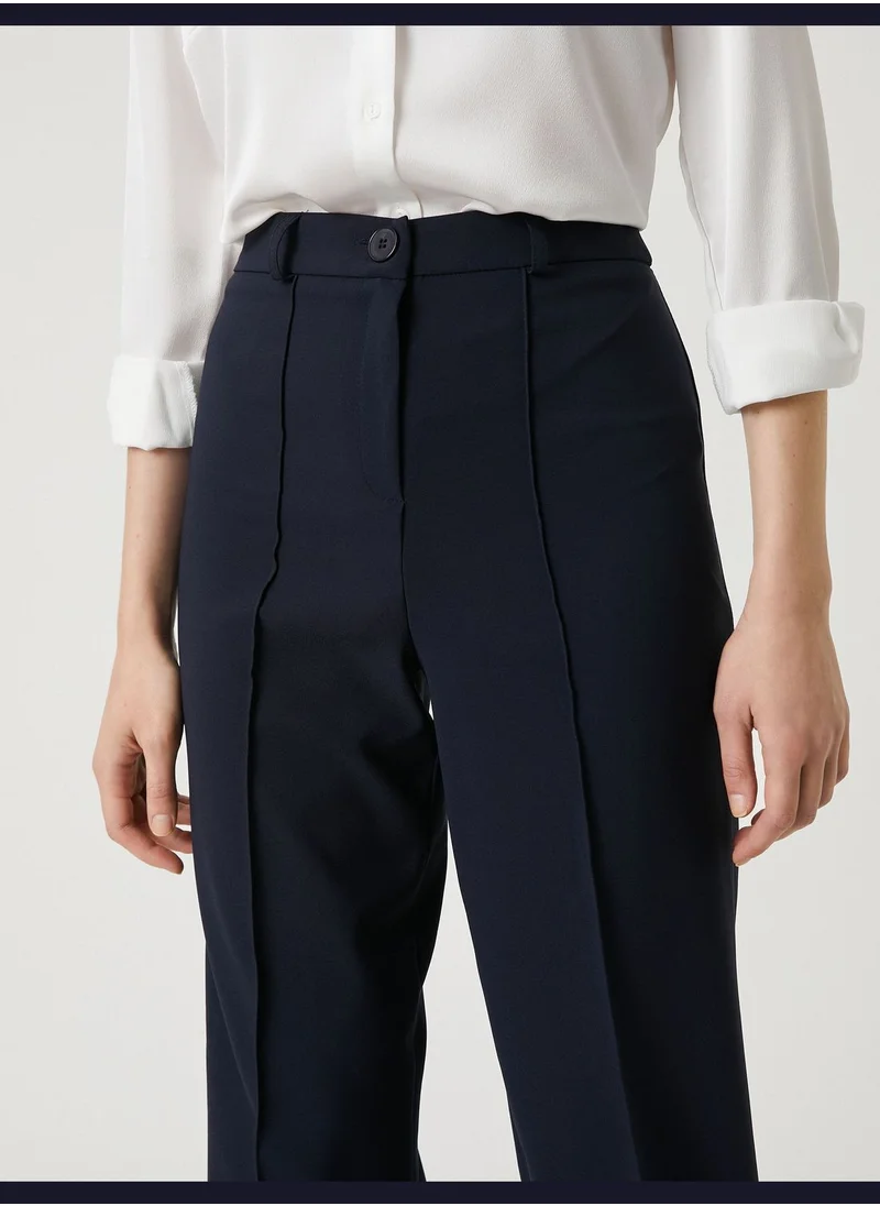 كوتن Ribbed High Rise Wide Leg Trousers