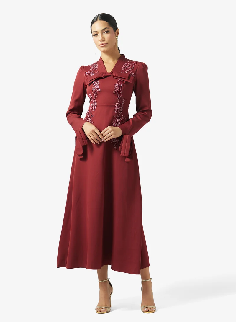 Embroidered A-line Dress