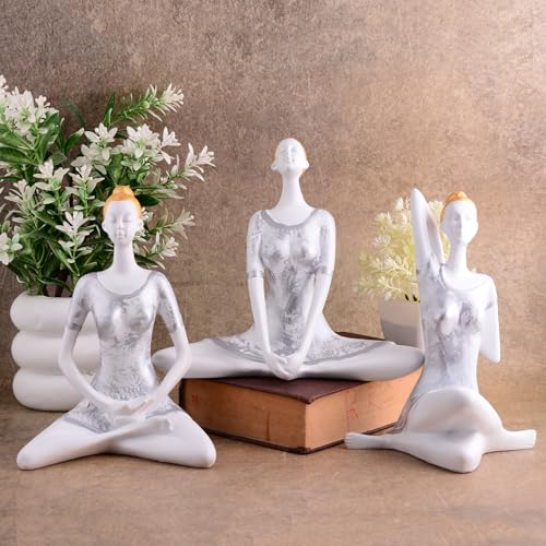 zart Yoga Posture Lady Statue Figurine for Home Table Top Living Room Hall Bedroom Shelf Decoration - Yoga Statue in Decor (White) - Image 1
