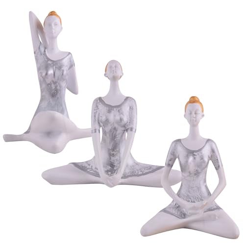 zart Yoga Posture Lady Statue Figurine for Home Table Top Living Room Hall Bedroom Shelf Decoration - Yoga Statue in Decor (White) - Image 3