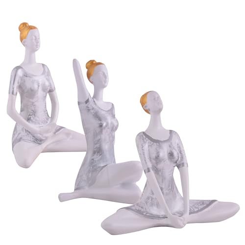 zart Yoga Posture Lady Statue Figurine for Home Table Top Living Room Hall Bedroom Shelf Decoration - Yoga Statue in Decor (White) - Image 5