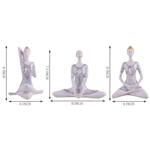 zart Yoga Posture Lady Statue Figurine for Home Table Top Living Room Hall Bedroom Shelf Decoration - Yoga Statue in Decor (White) - Image 4