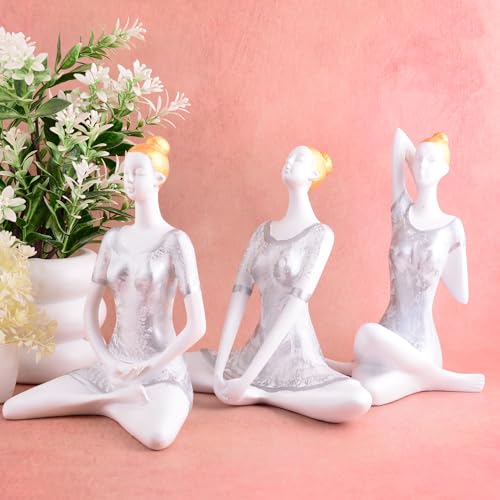 zart Yoga Posture Lady Statue Figurine for Home Table Top Living Room Hall Bedroom Shelf Decoration - Yoga Statue in Decor (White) - Image 2