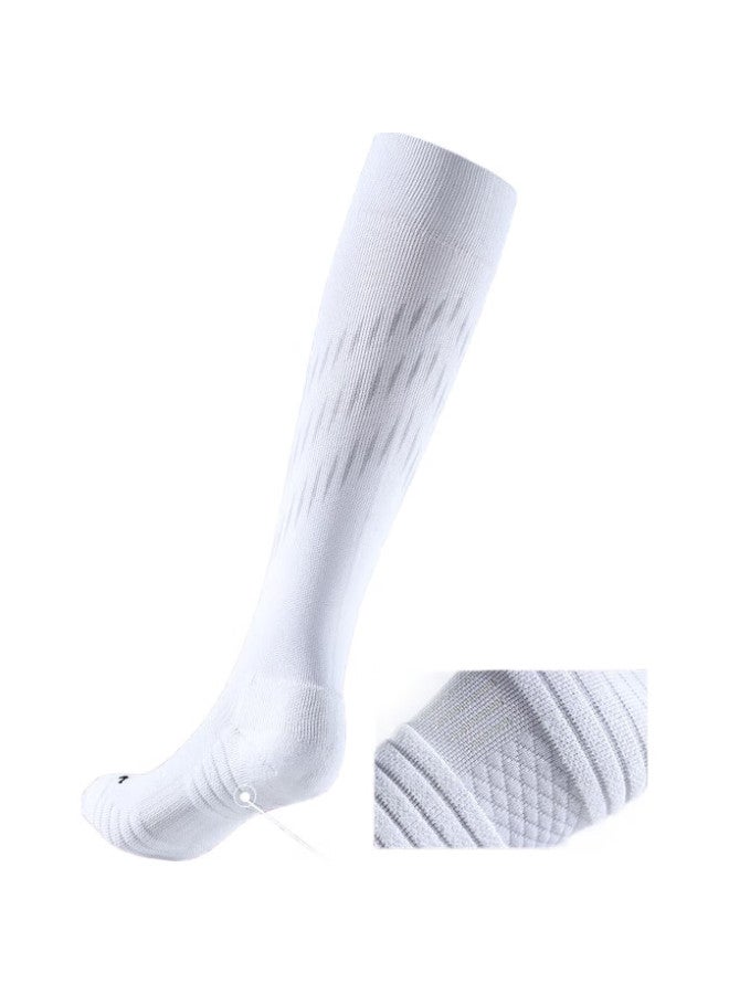 Kelme Adult Soccer Socks, Long Thick Non-Slip Terry Bottom Sports High Socks, White And Black, Size L - Image 1