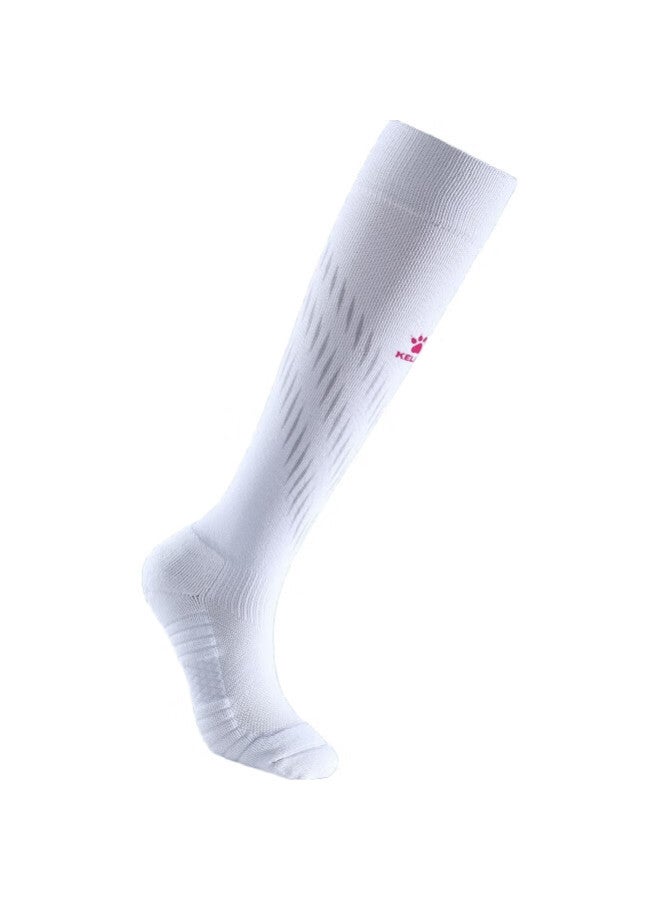 Kelme Adult Soccer Socks, Long Thick Non-Slip Terry Bottom Sports High Socks, White And Black, Size L - Image 2