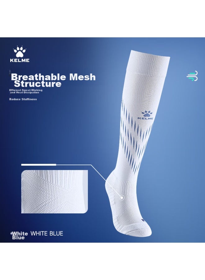 Kelme Adult Soccer Socks, Long Thick Non-slip Terry Bottom Sports High Socks, White And Black, Size L - Image 4