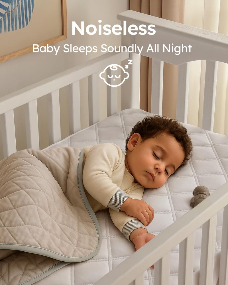 Yoofoss Waterproof Crib Mattress Protector, Quilted Crib Mattress Pad Cover Ultra Soft and Breathable, Machine Washable Toddler Mattress Protector for Standard Baby Crib Size 52''x28'' - Image 5