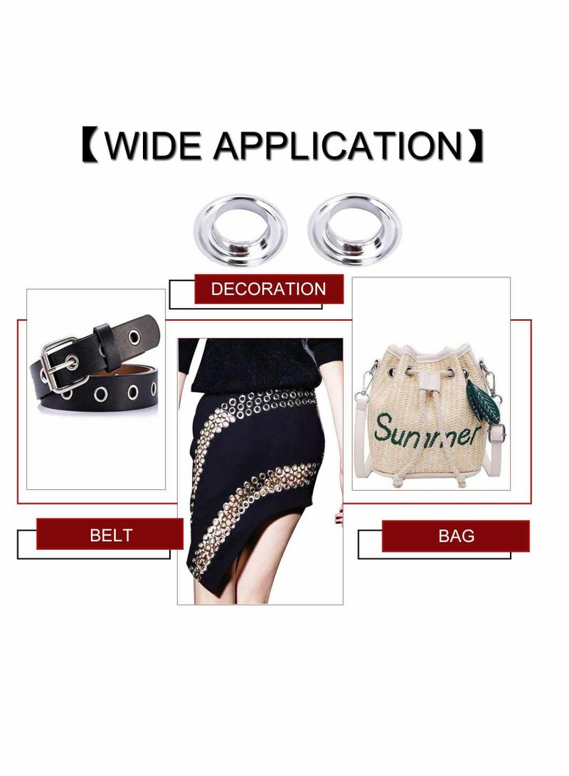 Zikra Grommet Kit, Eyelet Kit Punch Grommets Eyelets with 3 Pieces Install Tool for Tarpaulin, Fabric, Curtains, Craft Making, Bags Clothes Shoes, Crafts DIY Projects - Image 4