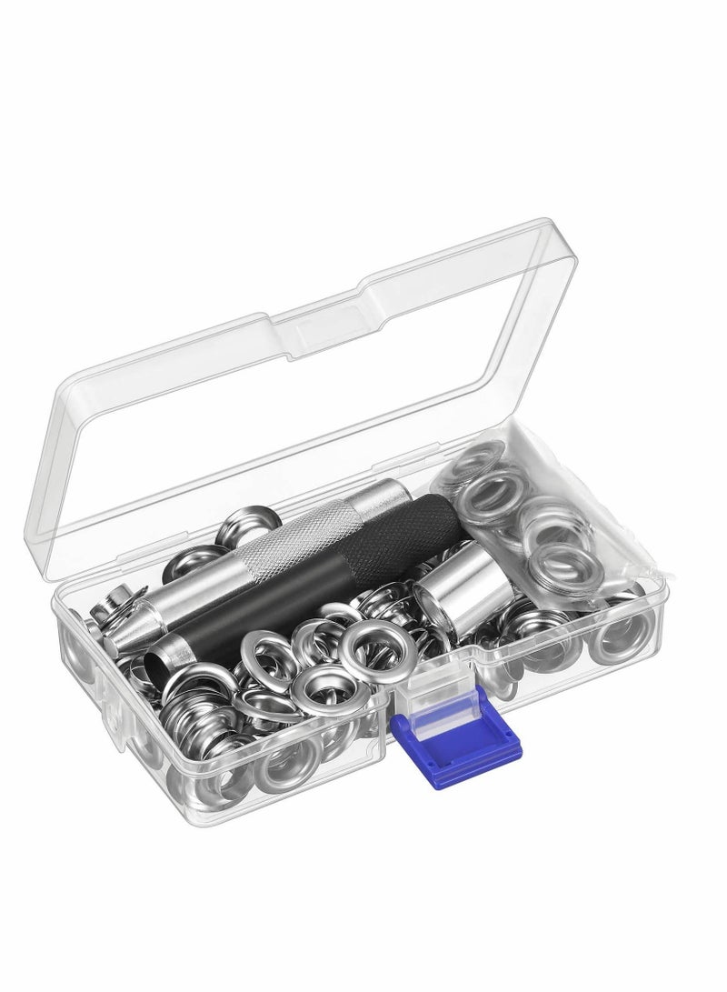 Zikra Grommet Kit, Eyelet Kit Punch Grommets Eyelets with 3 Pieces Install Tool for Tarpaulin, Fabric, Curtains, Craft Making, Bags Clothes Shoes, Crafts DIY Projects - Image 1