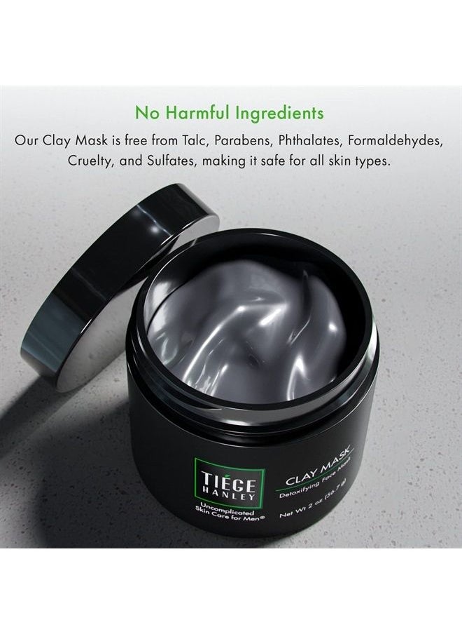 tiege hanley - Detoxifying Charcoal Clay Mask for Men | Draws Out Impurities | Deep-cleansing Formula | Improves Skin Texture and Appearance | 2 ounces | Uncomplicated Skin Care for Men - Image 1