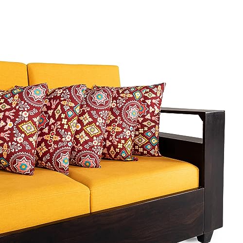 Wakefit Cushion for Sofa | Super Soft Fabric Cushion Pillow, Throw Pillow for Sofa | Premium Fresh Hollow Fibre Filling | 16x16 Inches | Aloha Hibiscus | Set of 3 - Image 2