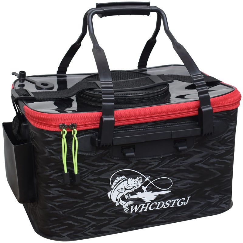 WHCDSTGJ Foldable Transparent Top Cover Multifunctional Minnow Bucket Live Fish Container Outdoor Camping Fishing Bag Black 6 Gallon - Image 2