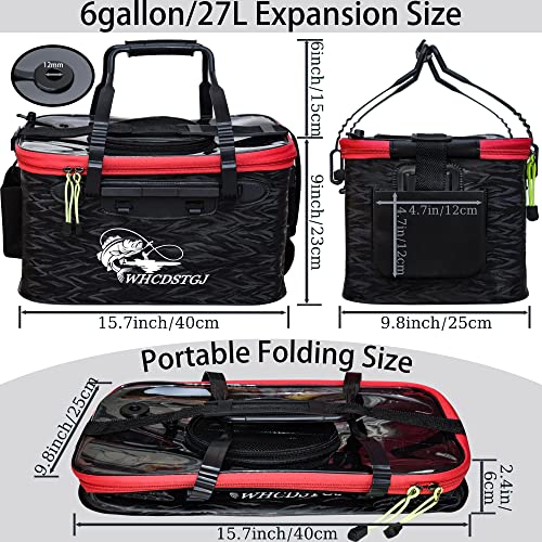 WHCDSTGJ Foldable Transparent Top Cover Multifunctional Minnow Bucket Live Fish Container Outdoor Camping Fishing Bag Black 6 Gallon - Image 3