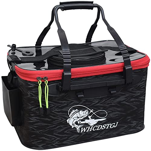 WHCDSTGJ Foldable Transparent Top Cover Multifunctional Minnow Bucket Live Fish Container Outdoor Camping Fishing Bag Black 6 Gallon - Image 1