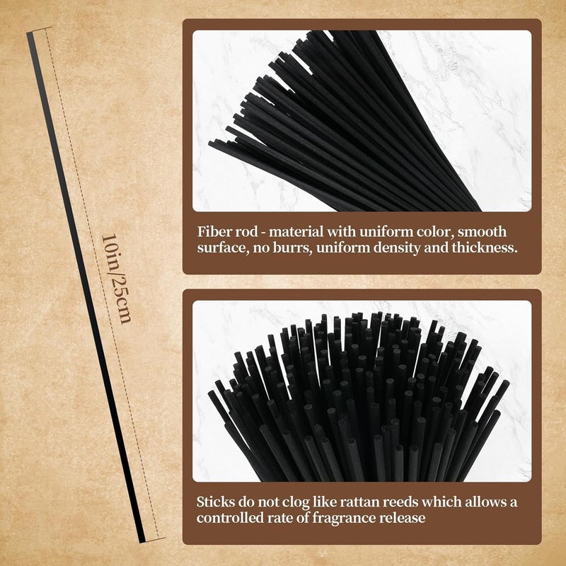 KASTWAVE 60 Pcs 10-Inch Black Fiber Reed Diffuser Sticks - Natural Aromatherapy Essential Oil Refills for Home, Office, Spa, and Scented Oil Diffusers (Long-Lasting Fragrance) - Image 1