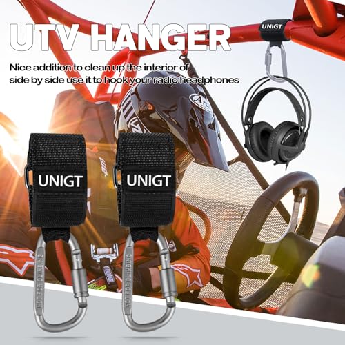 UNIGT 2 Pack UTV Hook for Hanging Headsets, Helmet and Goggles, Multipurpose Carabiners for Electric Scooter Owner Fits 1.5-2.0" SXS Roll Cage Accessory Hook Hanger- Black - Image 2